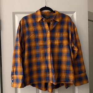 Cropped Madewell Plaid Flannel Shirt